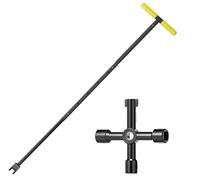 BigKing Adjustable Water Meter Key & Stopcock Tool, 16.9-37.2 Inch Telescopic T-Handle with 4-Way Utility Key for Water/Gas/Electric Meter Cabinets, Faucet Valve & Main Pipe Operation (Yellow)