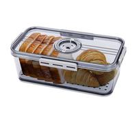 BigKing Airtight Bread Storage Container, Durable Clear Food Storage Bins, Time Recording Bread Keeper with Lid for Homemade Bread Toast Bagel (Gray)