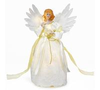 BigKing Angel Christmas Tree Topper, White, Winter, Tree Topper, 12.6 x 6.7 inches, Fabric, Classic