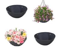 BigKing Black Hanging Basket Liners, Round Fabric Planter Basket Liner, Hanging Basket Coconut Replacement for Wall Mounted Planters Window Flower Baskets(4Pcs) (14 Inches)