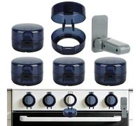 BigKing Cooker Guard Set, 5 x Button Covers, 1 x Oven Door Fuse, for Max. Diameter 4 cm and 4 cm High Stove Knobs with Min. 7.6 cm Distance Centre/Centre, Cooker Protection, Gas Stove Door Knob