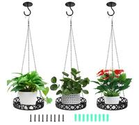 BigKing Hanging Flower Pot, 3 Pcs Black Durable Iron Material, Modern Plant Hanging Flower Basket Rack for Balcony Porch Garden Home Decoration