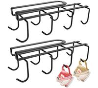 BigKing Mug Holders for Kitchen, 2Pcs Iron Black Cupboard Insert Cup Holder with 8 Hooks, Under Cabinet Cup Holder Without Drilling