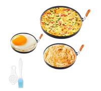 BigKing Omelette Ring for Griddle, Non-Stick Stainless Steel Pancake Mold, Egg Rings Molds with Handle and Oil Brush for Pancake Sandwiches Breakfast