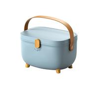 BigKing Oval Medicine Storage Box, Plastic Fold 2-Layer First Aid Box, Medicine Storage Box, Double Layers Multi Grid Large Capacity Medical Box Organizer for Home Dorm(Glacier Blue)