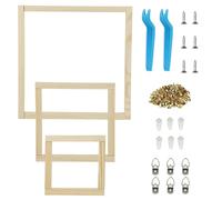 BigKing Set of 3 Wooden Canvas Frames with 100 Push Pins, 2 Nail Pulls, 6 Triangular Picture Hooks, 6 Traceless Nails, DIY Wooden Canvas Stretcher Frame 15 cm / 20 cm / 30 cm (Self-Assembly)