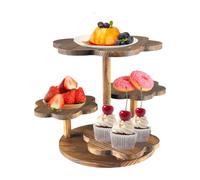 BigKing Wood Cupcake Stand, 5 Tiers Cupcake Tower Stand, Tiered Serving Tray for Contain 50 Cupcakes, Sturdy Flower Cupcake Tower for Wedding Birthday Tea Party, 12 Inches
