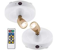 BIGLIGHT Spotlight Battery Operated, LED Puck Light, Dimmable Uplight with Remote, Stick on Accent Light for Painting Picture Wall Artwork Photo Portrait Closet Plants, Warm White, 2 Pack