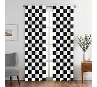 BigLixhgg Black and White Window Drapes Curtain Checkered Flag Racing Race Car Line Rod Pocket Drapes Curtain for Living Room Home Decor 21x63 Inches 2 Panels