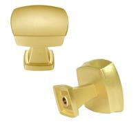 BIGLUFU 30Pcs Cabinet Knobs Square Solid Brass Drawer Vintage Retro Handles Pulls for Dresser, Kitchen Cupboards, Shoe Cabinets, Wardrobes, Chest Drawer with Screws (30mm, Golden)