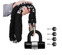 BIGLUFU Motorcycle Chain Locks Heavy Duty with 4Keys, 100/120cm Long Cut Proof 10mm Thick Chains with U Lock Ideal for Motorcycles Bike Gates Bicycle,Gold Chain