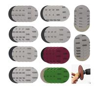 Biglumin 50pcs Sandpaper 75 mm Velcro Sandpaper Set 400/600/800/1000/1200/1500/2000/3000/5000/10000, Sanding Pad Round Velcro Grit Assorted Grits Wet Dry Random Orbital Sander for Car Metal