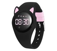 Bigmeda BMJBSB Children's Watch Digital Watch Waterproof Alarm Clock Vibrating Pedometer and Odometer, Sleep Monitoring Suitable for Boys and Girls Around 10 Years (Black Pink)