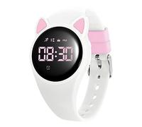 Bigmeda Digital Watch for Boys Girl, Water Resistant Vibration Alarm Clock Pedometer and Odometer Wrist Watch Monitoring for Children 10-16, White/Pink, Large, Sporty