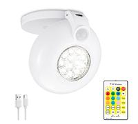 BIGMONAT Human Infrared Sensing Indoor/Outdoor Spotlight, Rechargeable Intelligent Remote Control Corridor Color Changing Spotlight Ceiling Light, 12 RGB Smds, 200 Lumens, White