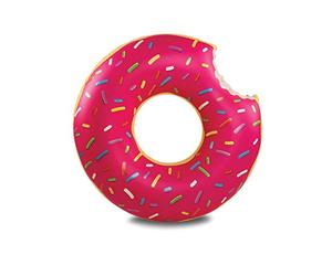 BigMouth Inc. Inflatable Strawberry Frosted Donut 4 ft Wide Pool Float Rubber Ring Made from Durable Vinyl | 150 cm Diameter