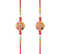 BIGNAY Traditional Handmade Rakhi | Sacred Thread Bracelets for Brother | Indian Festival Celebration - Set of 2 (Decorative)