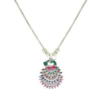 BIGNAY Zyrena Long Chain Peacock Pendant Necklace for Women| oxidized jewellery | Handcrafted Meenakari Enamel Jewelry | Ethnic Boho Statement Necklace | Artistic Jewelry Gift for Her