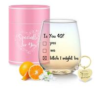 BigNoseDeer 40th Birthday Gifts for Women Funny Stemless Wine Glasses 40th Birthday Decoration Personalised Drinking Glasses Cool Cups Gift Ideals for Her Best Friend Colleagues Wife Mum