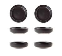BigNoseDeer Matte Ceramic Soy Dipping Dish,Multipurpose Porcelain Sauce Dish Mini Side Seasoning Bowl Sushi Soy Dipping Bowls Simple Style Set of 6 Black