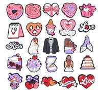 Bignut 25 30 36 50 56pcs Mixed Color Valentine Shoe Decoration Charms Pink Purple Wedding Shoe Decoration Charms Western Cowboy Shoe Charms, Wedding-25, 3.86 x 2.83 x 1.22 in