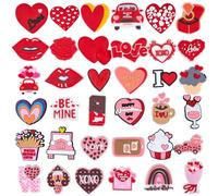 Bignut 25 30 36 50 56pcs Mixed Color Valentine Shoe Decoration Charms Pink Purple Wedding Shoe Decoration Charms Western Cowboy Shoe Charms, Red-36, 3.86 x 2.83 x 1.22 in