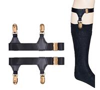 Bigood Men's Adjustable Sock Socks Garters Belt Suspender with Non-slip Clips #B