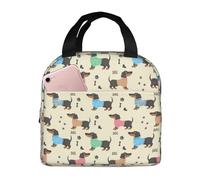 BigOtters Cute Animal Dachshund Durable Insulated Lunch Bag for Women/Men/Kids Reusable Lunch Box with Pocket Zippers for Office School Outdoor