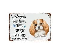 BigOtters Funny Cavalier King Charles Spaniel Dog Metal Tin Sign Angels Don't Always Have Wings Sometime They Have Paws Metal Tin Sign 8x12 Inch
