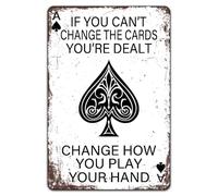 BigOtters Poker Poster Game Room Wall Art Vintage Metal Sign,If You Can't Change The Cards You're Dealt 12 X 8 Inch