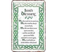 BigOtters Shamrock Gift Irish Metal Sign With Blessing Interesting Retro Man Cave Bar Shop Study Coffee Wall Home Office Farm Garden Garage Metal Sign Decoration 8x12 Inch