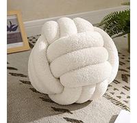Bigougem New Knot Ball Pillow - Round Plush Cushion for Stress Relief & Kids Room Decor, Handmade, 22cm, Beige