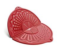 BIGOWL Silicone Splatter Screen For 10, 11 and 12 Inch Frying Pan, Foldable Splash Guard, Multi-Use Grease Splatter Guard/Trivet Mat, 12" Non-Stick Oil Splatter Guard, Dishwasher Safe, BPA Free, Red