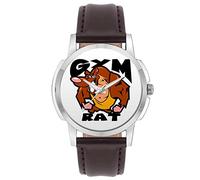 BIGOWL Wrist Watch - Ain't Got Time for Lazy Motivational Quote Analog Men's and Boy's Wrist Watch - Unique Analog Quartz Leather Band Wrist Watch, Brown, strap