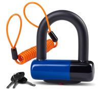 Bigpantha Anti Theft Motorcycle Disc Lock - Heavy Duty Bike Lock with Reminder Cable & Carry Pouch - Universal Fit Disc Brake Lock for Motorbikes, Scooters, and Mopeds (Blue)