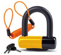 Bigpantha Anti Theft Motorcycle Disc Lock - Heavy Duty Bike Lock with Reminder Cable & Carry Pouch - Universal Fit Disc Brake Lock for Motorbikes, Scooters, and Mopeds (Yellow)