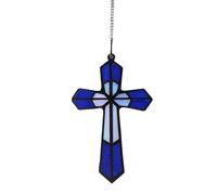 BigPig Cross for Wall,Acrylic Wall Crosses for Home Decor,Religious Cross Wall Decor,Catholic Window Decor Indoor Outdoor,Hanging Crucifix Wall Cross Gift for Baptism Christian Christmas Decor, Blue