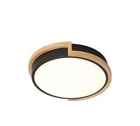 BigPinwheel Nordic Modern LED Ceiling Light with Rubber Wood,Minimalist Colorful Macaron Creative Round Ceiling Lamp with 3 Gear dimming for Bedroom, Bathroom, Dining Room, Living Room (Black, 53cm)