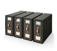 BigPonPon 4 Pack Bed Sheet Organizers And Storage,Foldable Sheet Organizer For Linen Closet(Super King Size),Linen Bedding Storage Box With Leather Handle For Bedsheets,Flannel Blankets,Thin Quilts