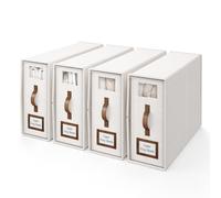 BigPonPon 4 Pack Bed Sheet Organizers and Storage,Foldable Sheet Organizer for Linen Closet(Super King Size),Linen Bedding Storage Box with Leather Handle for Bedsheets,Flannel Blankets,Thin Quilts