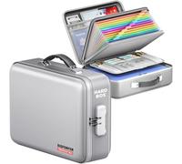BigPonPon Fireproof Document Box, Hard Case Highly Flame-Resistant Fire Proof Waterproof File Organizer with Lock, Portable Fire Safe for Important Documents & Valuables Storage (Gray, 15"*11"*5")