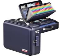 BigPonPon Fireproof Document Box, Hard Case Highly Flame-Resistant Fire Proof Waterproof File Organizer with Lock, Portable Fire Safe for Important Documents & Valuables Storage (Blue, 16"*12"*5")