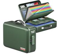 BigPonPon Fireproof Document Box, Hard Case Highly Flame-Resistant Fire Proof Waterproof File Organizer with Lock, Portable Fire Safe for Important Documents & Valuables Storage (Green, 16"*12"*5")