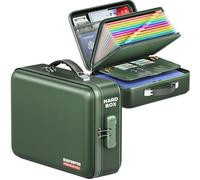 BigPonPon Fireproof Document Box, Hard Case Highly Flame-Resistant Fire Proof Waterproof File Organizer with Lock, Portable Fire Safe for Important Documents & Valuables Storage (Green, 15"*11"*5")