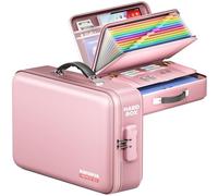BigPonPon Fireproof Document Box, Hard Case Highly Flame-Resistant Fire Proof Waterproof File Organizer with Lock, Portable Fire Safe for Important Documents & Valuables Storage (Pink, 16"*12"*5")