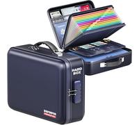 BigPonPon Fireproof Document Box, Hard Case Highly Flame-Resistant Fire Proof Waterproof File Organizer with Lock, Portable Fire Safe for Important Documents & Valuables Storage (Blue, 14"*11"*5")