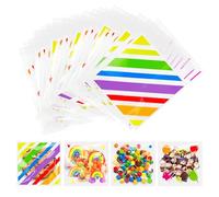 Bigqin 200Pcs Small Rainbow Sweet Bags, Self-Adhesive Small Transparent Gift Bags for Filling Cookies Candy Nuts, Party Bags, Rainbow Treat Bags for Sweets Candy Cookie (3.9x3.9inch)
