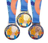 Bigqin 3 Pcs Gold Silver Bronze Award Medals, 1st 2nd 3rd Medals for Kids with Neck Ribbon, Olympic Medals for Competitions, Sports, Talent Shows, Party, Winner Gift, 6.2 x 6.2 cm