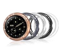 Bigqin 5-Pack Bling Crystal Protector Compatible with Google Pixel Watch 4 41mm 2025, HD PC Protective Case Compatible with Google Pixel Watch 4 41mm, Transparent, Black, Silver, Rose gold, Gunmetal