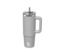 BIGRD 890ml Insulated Coffee Cup Travel Mug Double-Walled Stainless Steel Vacuum Leak-Proof Drinking Cup with Handle and Straw Thermal Tumbler,Grey